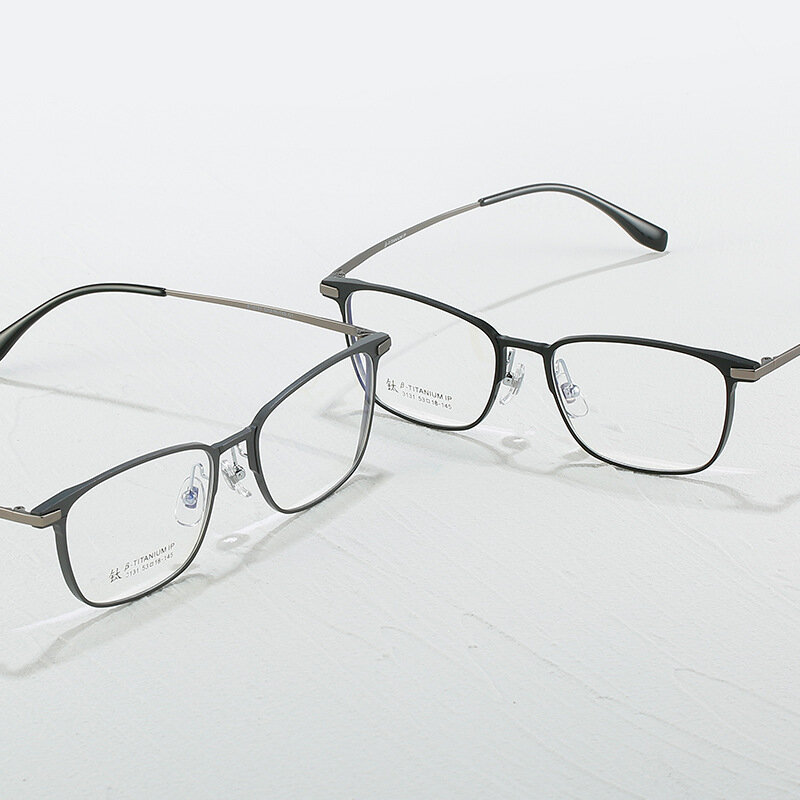 조각 항공 알루미늄 합금 안경 프레임, B 티타늄 안경 다리, 편안한 비즈니스 직사각형 프레임