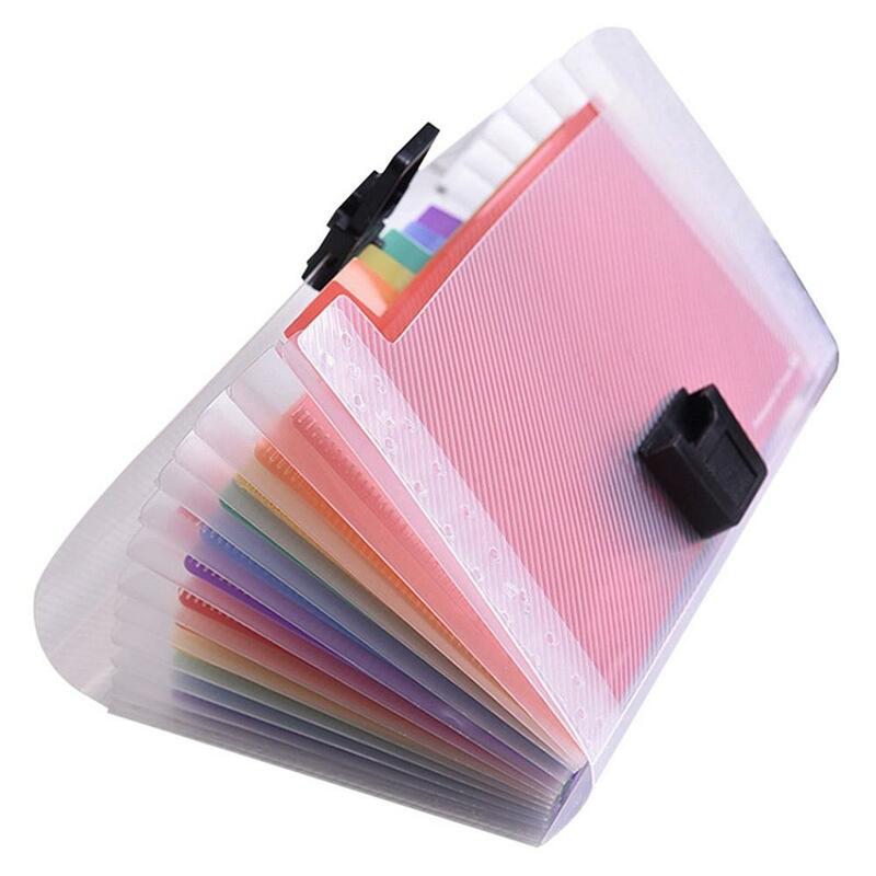Mini 13 A6กระเป๋าแบบพกพาคลิปหัวเข็มขัดขยายแฟ้มซอง Rainbow เอกสาร Organizer Multicolor กระเป๋าสตางค์