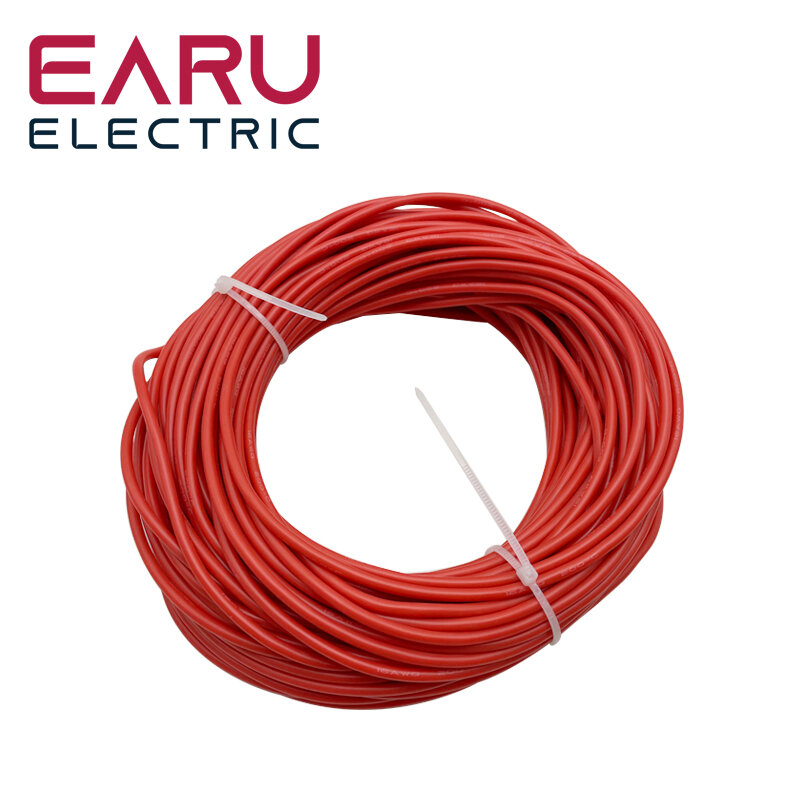 Cable de silicona eléctrica suave, resistente al calor, Color rojo y negro, 5M, 5M, 8, 10, 12, 14, 16, 18, 20, 22, 24, 26, 28, 30 AWG, lote de 10 metros