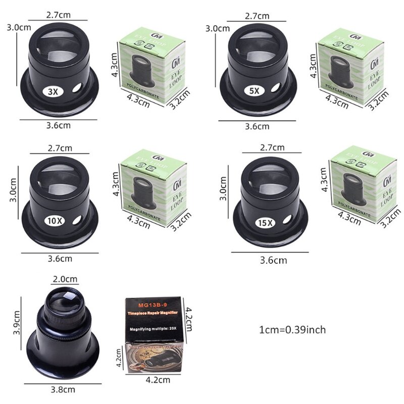 Kit de herramientas de reparación de lentes de ojo de reloj para Hobby, joyería para el hogar, envío directo, 3X/5X/10X /15X/20X