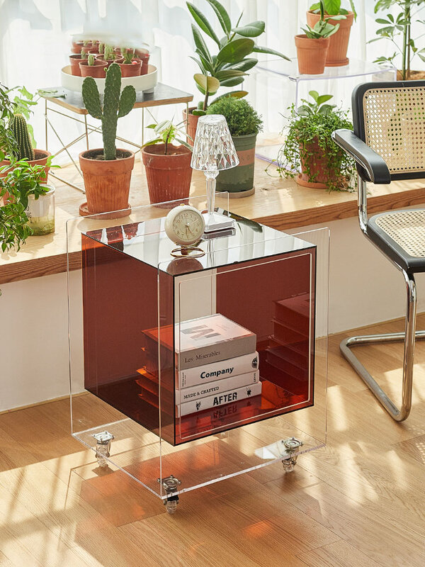 Nordic sofá mesa lateral acrílico transparente pc sala de estar móveis cabeceira gabinete auxiliar receber mesa de cabeceira chá