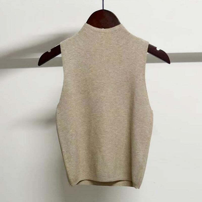 Gilet autunnale gilet lavorato a maglia da donna alla moda Slim Fit senza maniche calore elastico per gilet mezzo collo moda autunno inverno