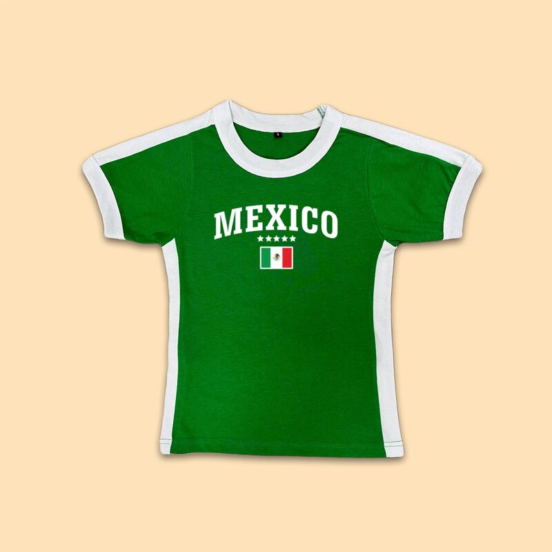 Y2k atasan tank top musim panas dan kaus crop top busana Harajuku Atasan Wanita 2023 pakaian Gotik Atasan Wanita estetika Meksiko