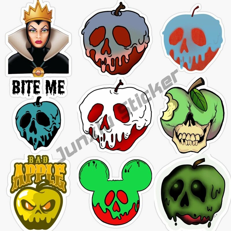 Poison Apple Sticker Skull Laptop Cup Cooler Car Vehicle Window Bumper decalcomanie in stile Halloween per la decalcomania del telefono del computer portatile della finestra dell'auto