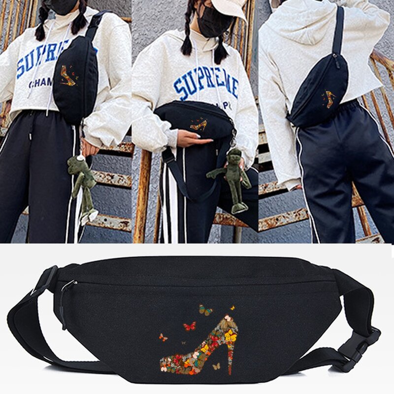 Waist Chest Bag Women Brand Chest Phone Pouch Casual Handbags Fashion Butterfly Tree Print Fanny Pack Leisure Shoulder Bags Men