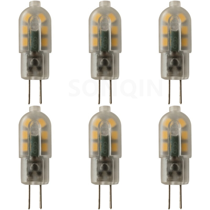 Lâmpada de halogênio LED branca quente, lâmpadas G4, globo de luz, JC Bi-Pin, 2835SMD, CA, DC, 12V, 220V, 3W, 6pcs