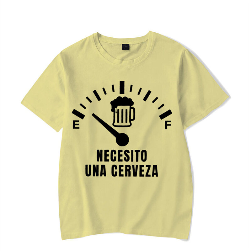 Kaus jalanan pria kaus Necesito Una Cerveza kaus atasan bercahaya kaus musim panas ukuran besar untuk pria pakaian kaus