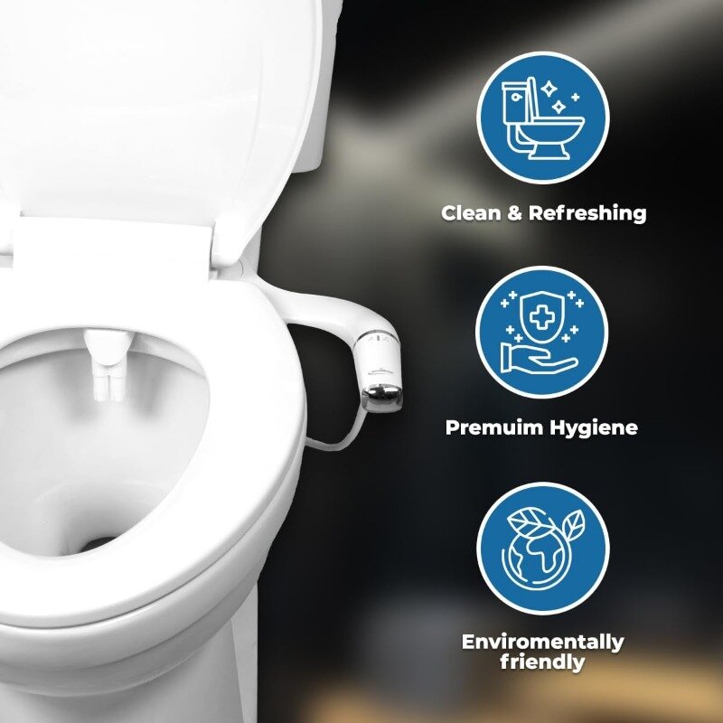 GenieBidet tambahan Bidet untuk Toilet, ultratipis Bidet higienis tangan kiri untuk Toilet yang ada, kontrol tekanan