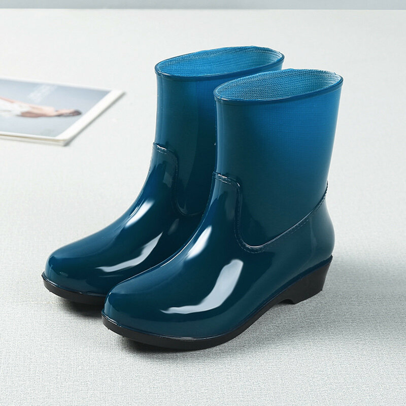 Four Seasons Warm Shoes Mid-tube Non-slip Rain Boots Ladies Rain Boots Waterproof Car Wash Shoes Fashion Non-slip Work Shoes