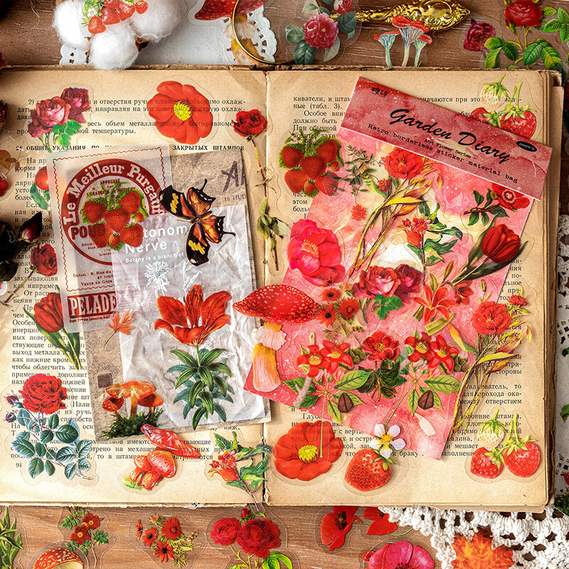 6 стилей, 100 шт./пакет, винтажные ботанические Стикеры, эстетические Стикеры, материал для ручной учетной записи, декоративные наклейки