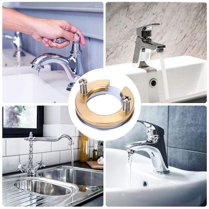 Hot&Cold Faucet Fixing Tool Set Kitchen Bathroom Wash Basin Anti-loosening Copper Nut Circlip Washer Faucet Fixture Installation