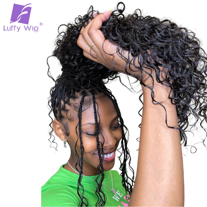 Rambut manusia massal Boho simpul kepang tanpa rambut keriting ditarik ganda tanpa anyaman untuk mengepang seluruh ujung bundel grosir ekstensi rambut manusia