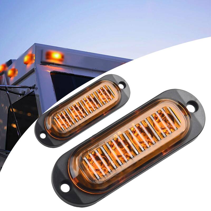2Pcs 12V-24V Yellow LED Side Marker Clearance Light Lamp Indicator 4LED Lamp Truck Trailer Caravans Replacement Accessories
