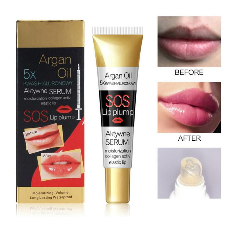 Argan Oil Lip Plumping Serum Gloss Natural Lip Plumper Transparent Lip Care Serum Enhancer for Fuller Beautiful Hydrating Lips