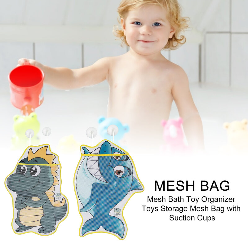 Baby Bath Toys Storage Bag Dinosaur Shark Mesh Net Bag Kids Water Toys Organizer ventose Bath Game Bag accessori per il bagno