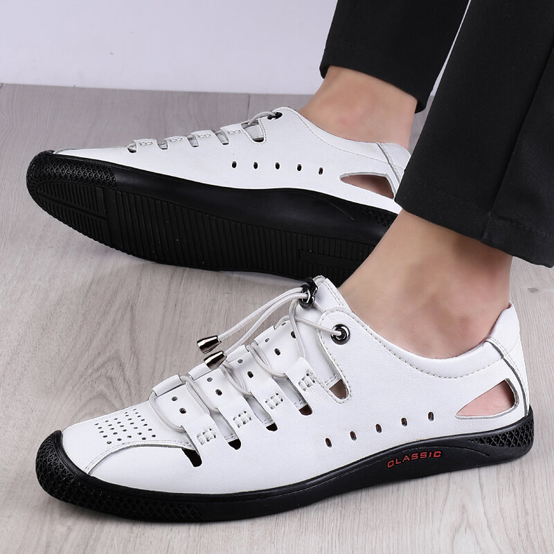Letnie białe mokasyny oddychające i wygodne obuwie zewnętrzne fajne do wędrówek dla dorosłych męskie buty wysokiej jakości