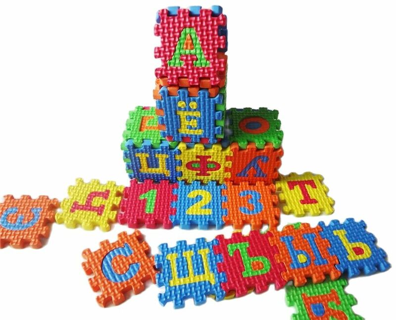 Juguetes de letras del alfabeto ruso para niños, Alfombra de rompecabezas de 55x55MM, juguete de aprendizaje de espuma de idiomas para bebés, gran oferta