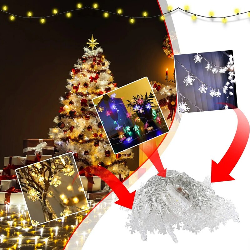 في الهواء الطلق LED الثلج شكل سلسلة أضواء ، شجرة عيد الميلاد ، حفلة مهرجان ، الزفاف ، ديكور عيد الميلاد ، ديكور المنزل