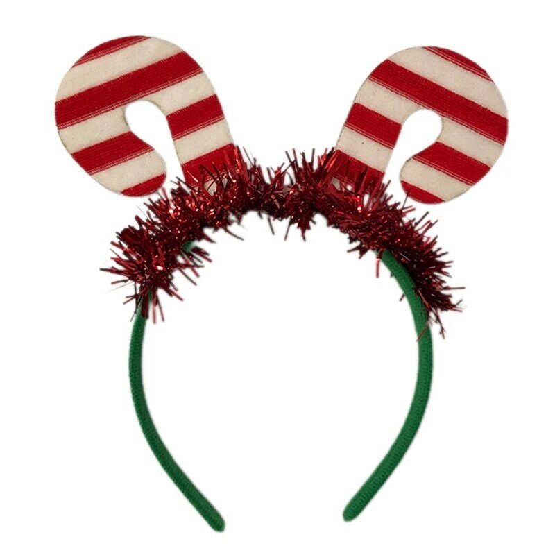 Рождественская блестящая повязка на голову с мишурой, обруч для волос в форме конфеты, рождественская повязка для волос, для