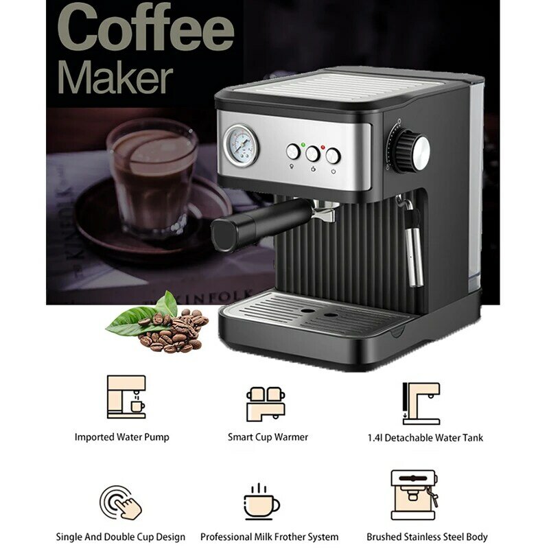 多機能アメリカンカプセルコーヒーマシン、水収納コーヒーメーカー、高効率、900ml、2 in 1、新品