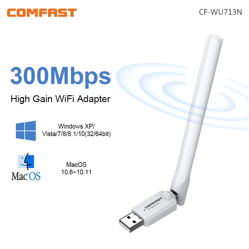 COMFAST-Mini adaptateur WiFi USB, 150Mbps, émetteur Wi-Fi pour PC MT7603, dongle WiFi, carte réseau 2.4G, antenne, réception Wi-Fi