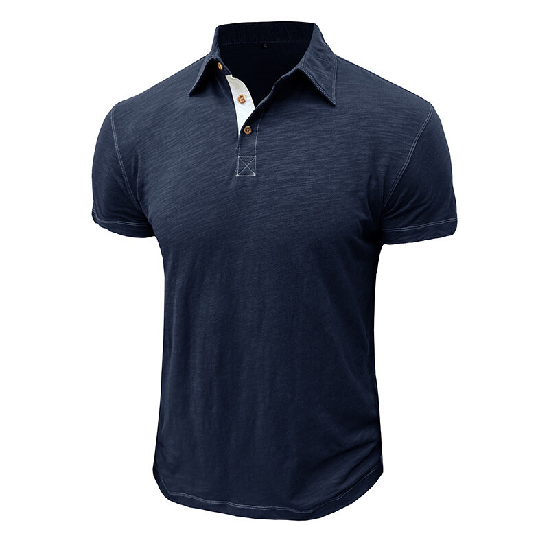 Men's Short-Sleeve Polo Shirt Men's Lapel T-shirt 100% Cotton Top Casual Multicolor Pologd-Wy