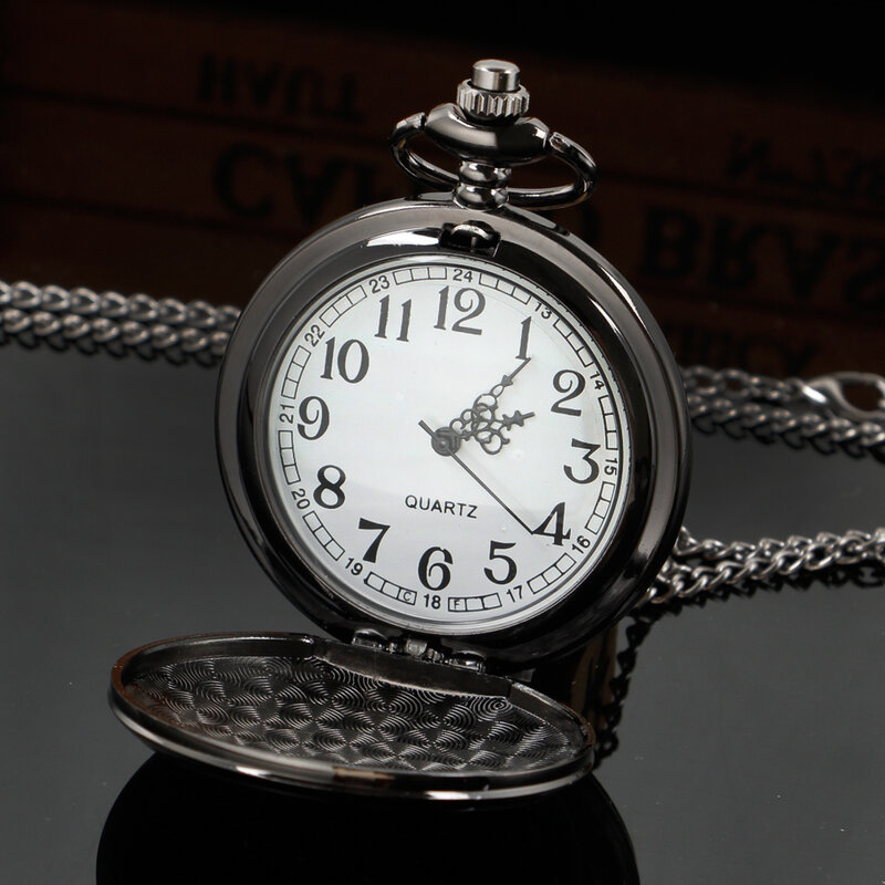 Pocket Watch Antique Roman Number Fob Watch Steampunk Pendant Quartz Chain Clock Necklace Best Gift for Man Women