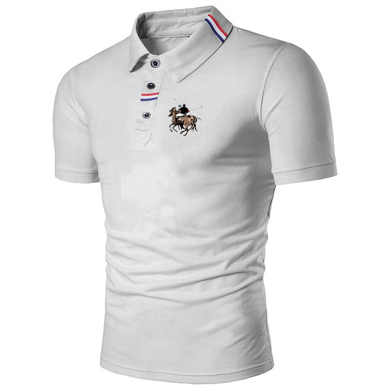 Bluzki męskie z krótkim rękawem marki hddhhh letnie nowe ubrania z kołnierzykiem t-shirt z klapami koszulki POLO