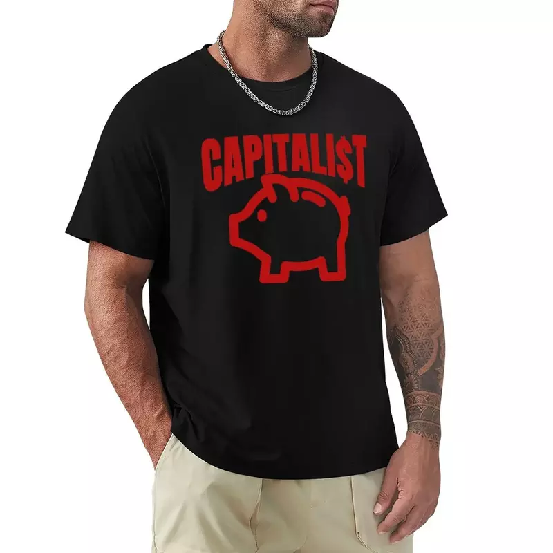 Capitalist Pig Anime Camiseta extragrande, roupas masculinas, tops de verão, tamanhos maiores