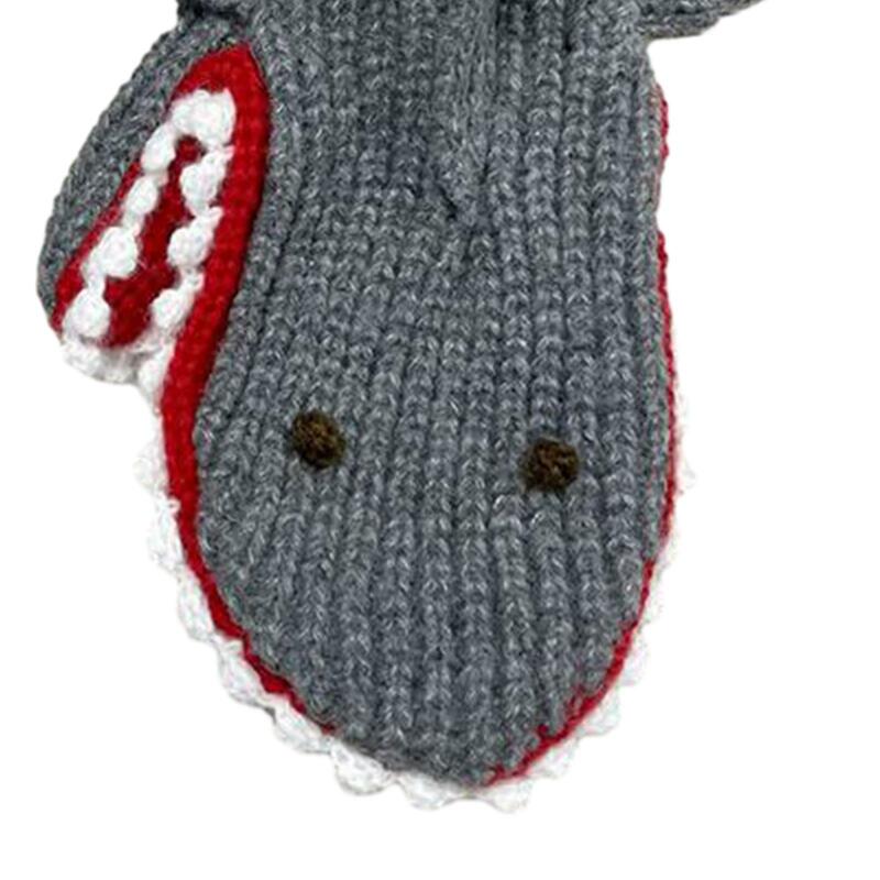 Перчатки с акулами, эластичные манжеты для мужчин, женщин, мальчиков, девочек, зимние теплые перчатки, варежки, перчатки, вязаные перчатки для бега, пешего туризма, на открытом воздухе, Рождество