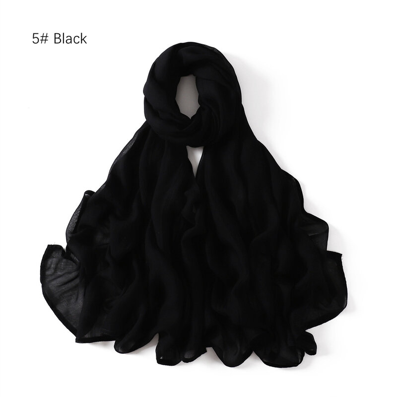 Sciarpa in Rayon con scialle leggero morbido Hijab sciarpa Hijab in viscosa doppio punto bordo pianura cotone modale sciarpe da donna musulmane