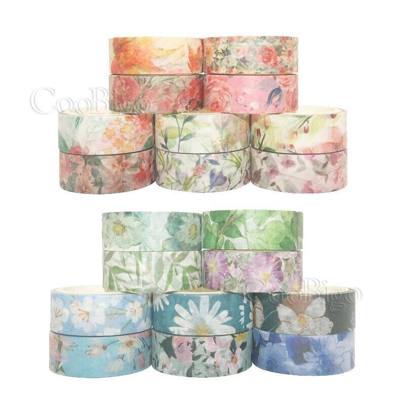 20Rolls/Set Washi Tape Flower Masking Adhesive Tapes Scrapbooking Sticker Stationery Diary Gift Wrapping Decorative DIY Supplies