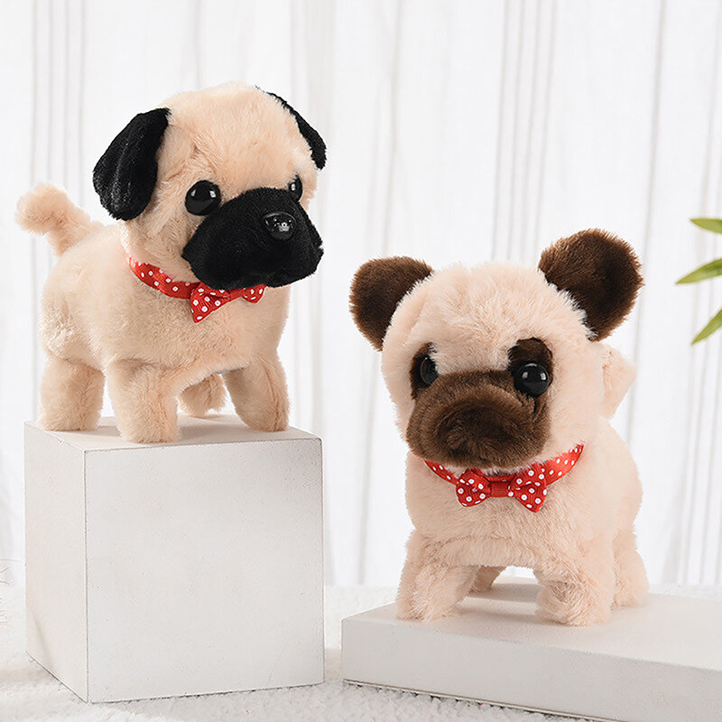 Electric Plush Puppy Toy Cute Stuffed Animal Dolls Simulated Dog Doll Walk Bark Tail Wagging Shaking Toys For Kid Gifts