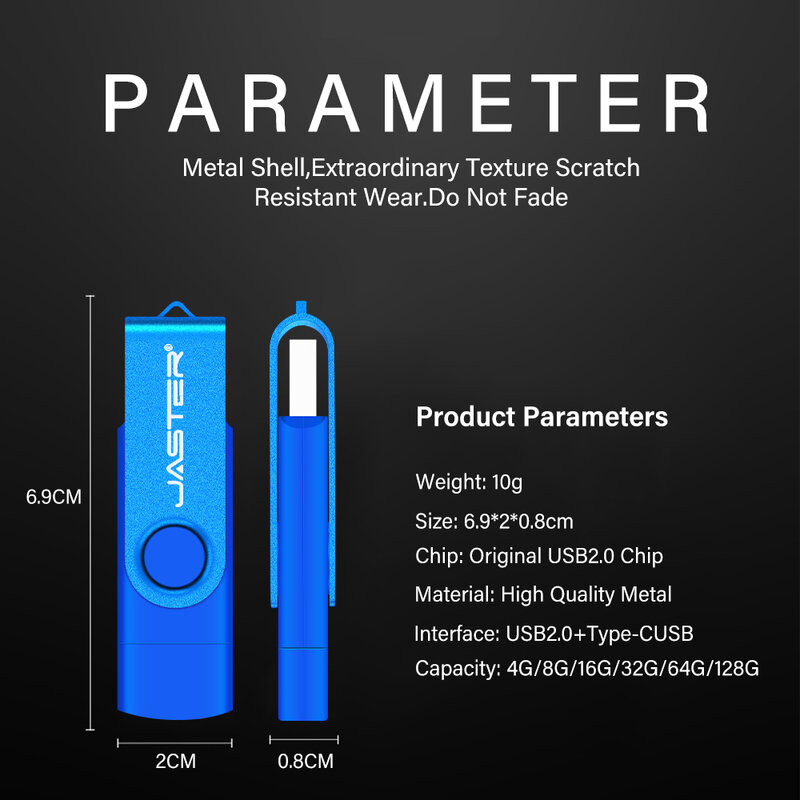 Unidade Flash USB com Chaveiro Livre, Presente Empresarial Criativo, Memory Stick Vermelho, Capacidade Real, Disco U Azul, 128GB, 64GB, 32 GB