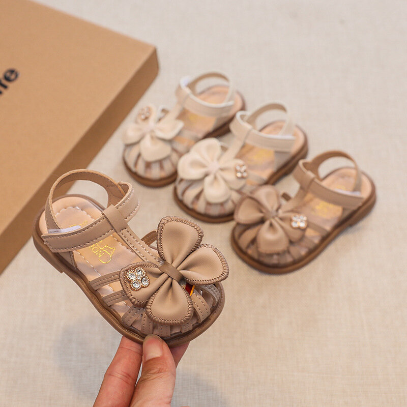 Zapatos de verano para bebés y niñas, Sandalias con pajarita, suela suave, antideslizantes, para exteriores, primeros pasos, de 0 a 2 años