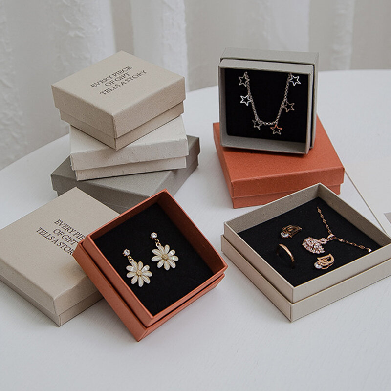1Pc Delicate Vierkante Sieraden Geschenkdoos Mode Top Grade Ketting Oorbellen Ring Pakket Dozen Sieraden Display Case Voor Vrouwen lady