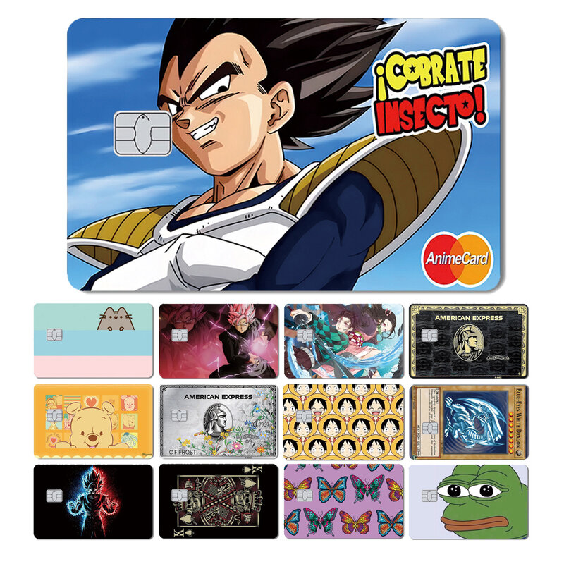 Stiker kulit kartun Anime Blue Eys Dragon PVC kartu kredit Bank Debit kartu Bus tidak pudar
