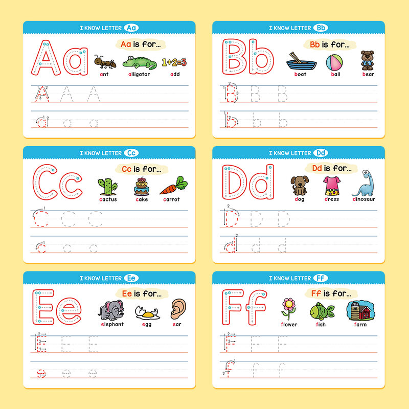 16ใบการติดตามภาษาอังกฤษการ์ดตัวอักษร ABC สำหรับเด็กการเขียนแบบฝึกหัดการติดตามหมายเลข1-100สำหรับของเล่นการเรียนรู้เด็ก