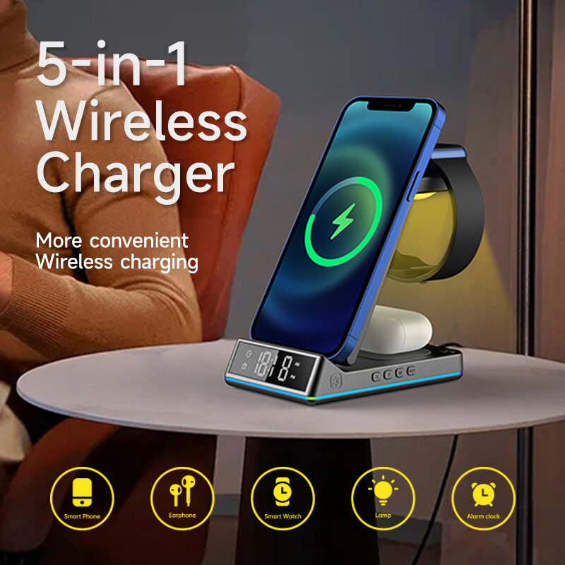 30W Wireless Charger Stand For IPhone 13 12 11 XR 8 Apple Watch 3 In 1 Qi Fast Charging Dock Station for Airpods Pro IWatch 7 6