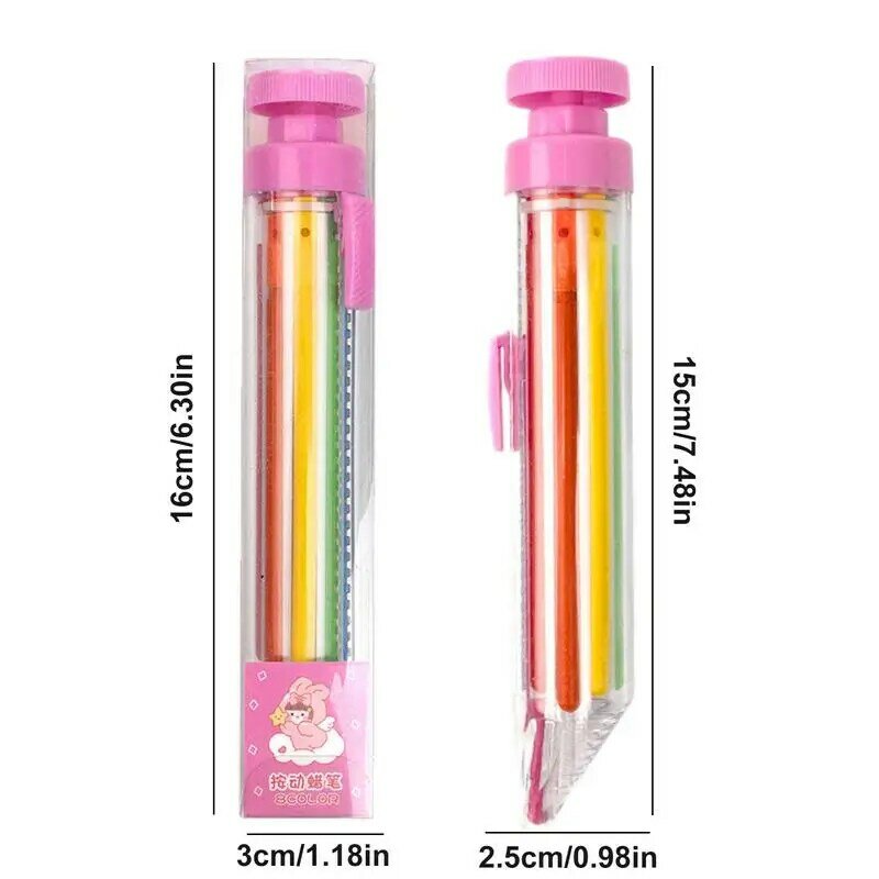色とりどりの格納式クレヨンペン,オイルパステルカラーの鉛筆,透明バレル,8色,グラフィティペイント,8 in 1