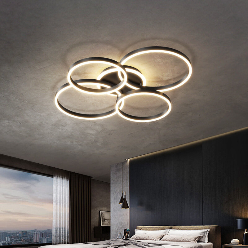 Nuovo moderno lampadario a LED illuminazione per soggiorno studio lampade camera da letto illuminazione per interni anelli rotondi Foyer Lustre lampadari apparecchio