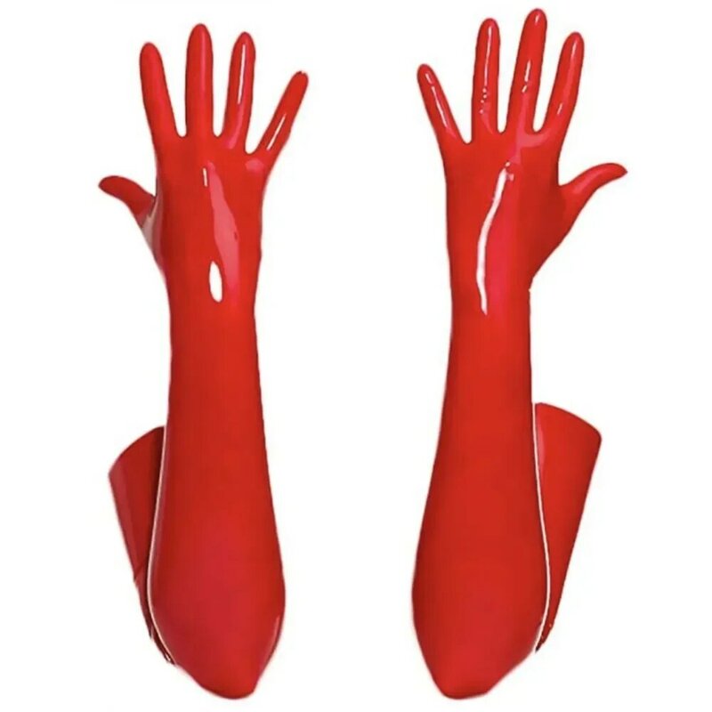 Women Sexy Glossy Latex Stretch Gloves Wetlook Leather Long Gloves Exotic Pole Dance Performance Clubwear Accessory