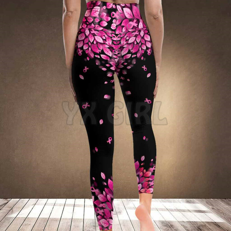 Fé esperança amor-câncer de mama consciência leggings 3d impresso leggings sexy elástico feminino leggings magros gótico yoga leggings