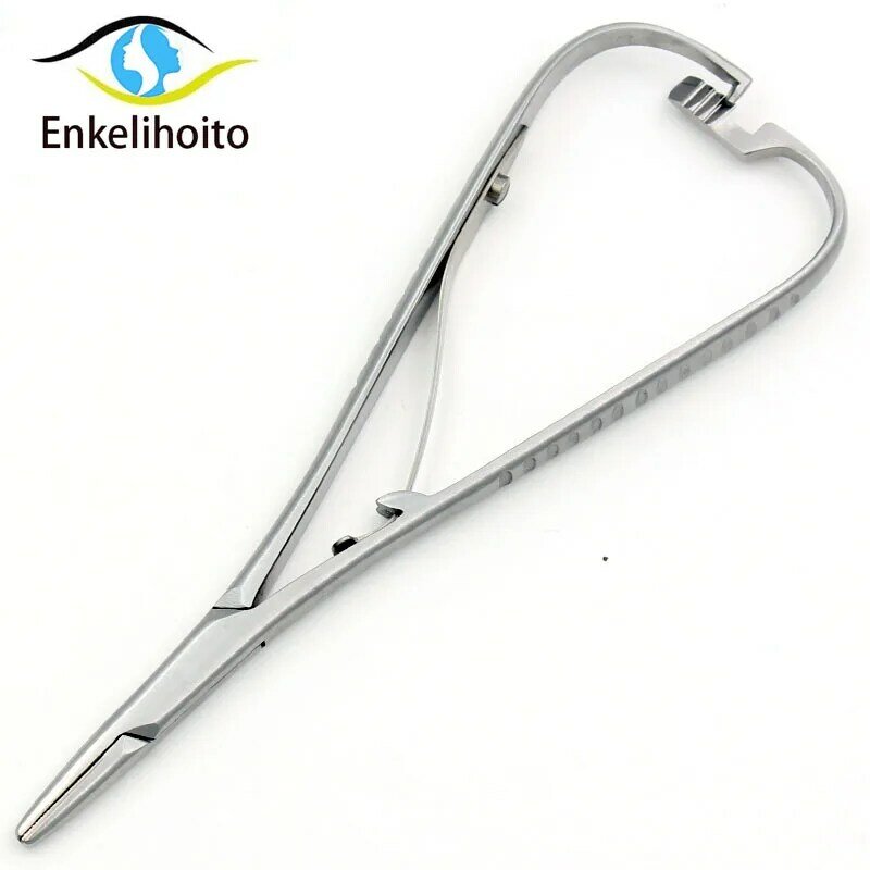 Soporte de aguja de inserción de bloqueo médico de acero inoxidable, plástico cosmético, soporte de aguja de cirugía de párpado doble, abrazadera de aguja, 14cm