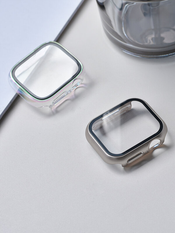 กระจก + ฝาครอบสำหรับนาฬิกา Apple เคสขนาด44มม. 40มม. 41มม. 45มม. 38มม. 42มม. อุปกรณ์เสริมสำหรับ iWatch Series 8 7 6 SE 5 4 3