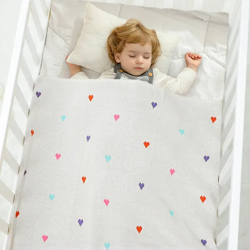 بطانية أطفال منسوجة من القطن ، قماط عربة أطفال ، لحاف سرير ناعم ، أغطية سرير لطيفة ، منقوشة محببة ، فتاة وصبي حديثي الولادة ، 90x70cm