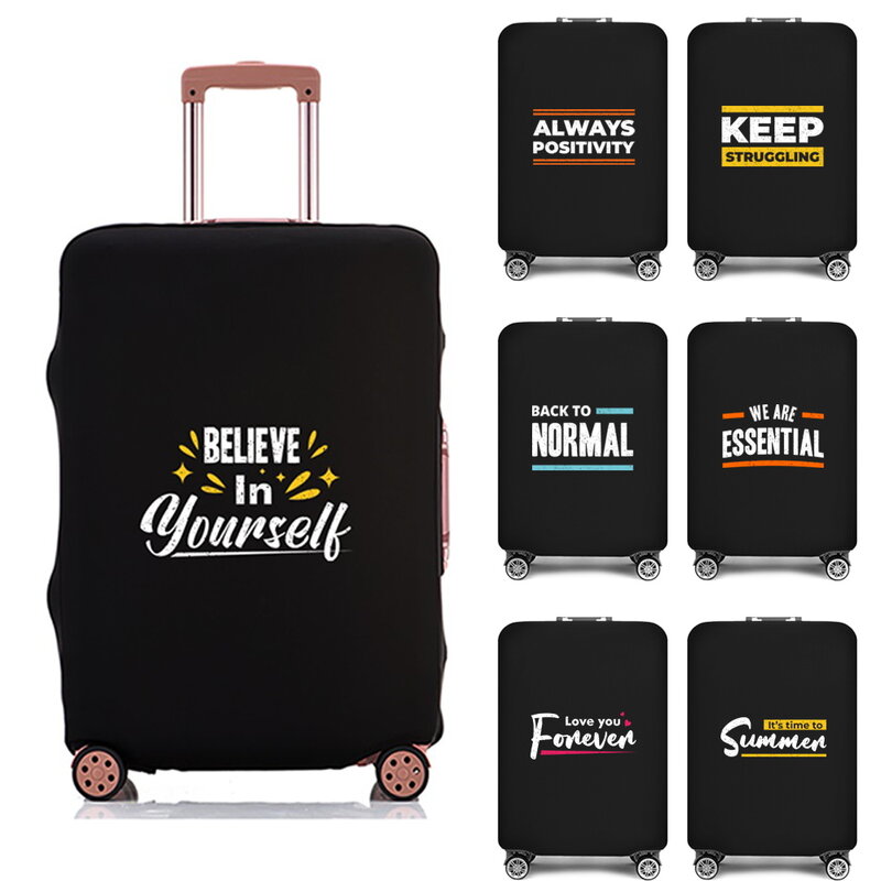 2022 New Luggage Case Suitcase Protective Cover Phrase Pattern Travel Elastic Luggage Dustproof Cover Apply 18-28 Inch Suitcase