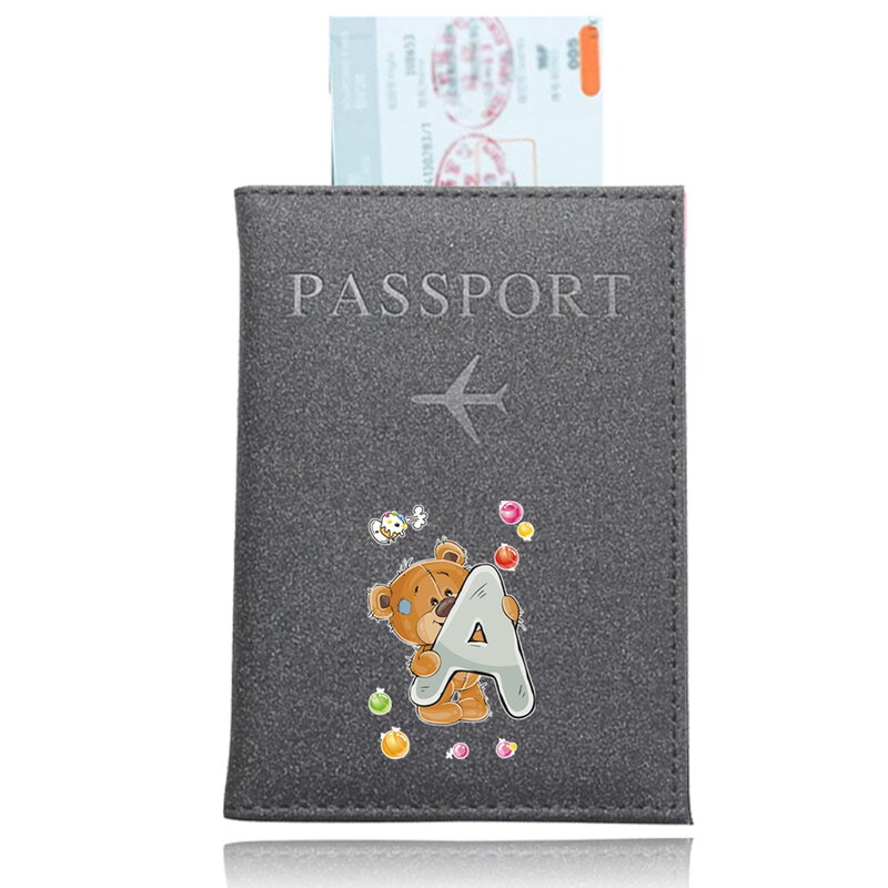 Passport Holder Travel Wallet Case for Passports Passport Cover UV Printing Bear Letter Series Fashion Passport Cover Case