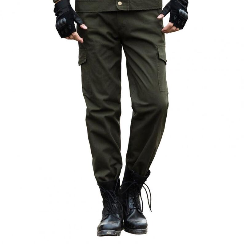 Men Cargo Trousers Durable Men's Outdoor Cargo Pants with Breathable Fabric Multiple Pockets for Camping Training Secure Pocket