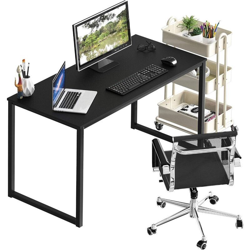 Biurko komputerowe SHW Home Office 48 cali, czarne